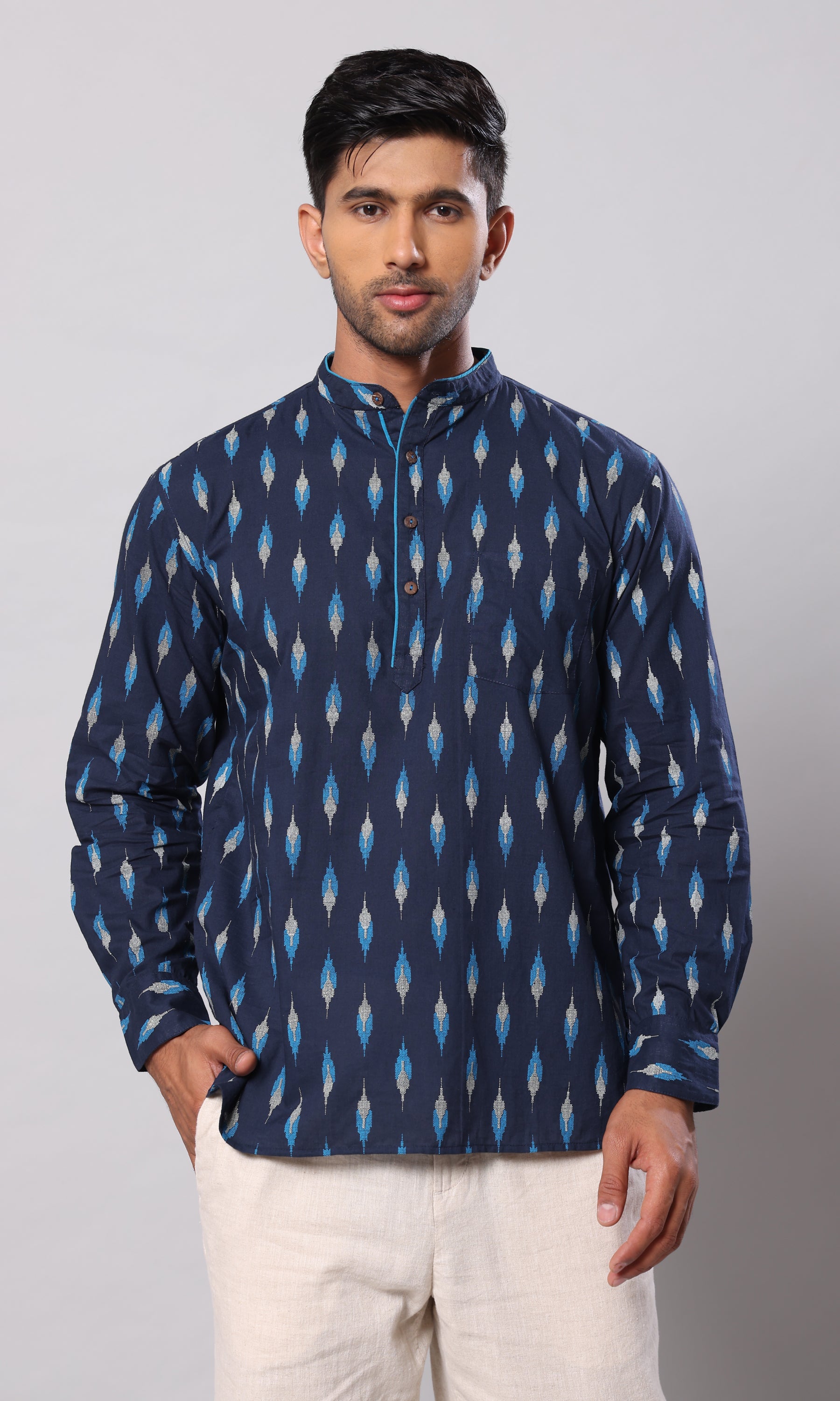Blue Diamond - Navy Blue Ikkat Print