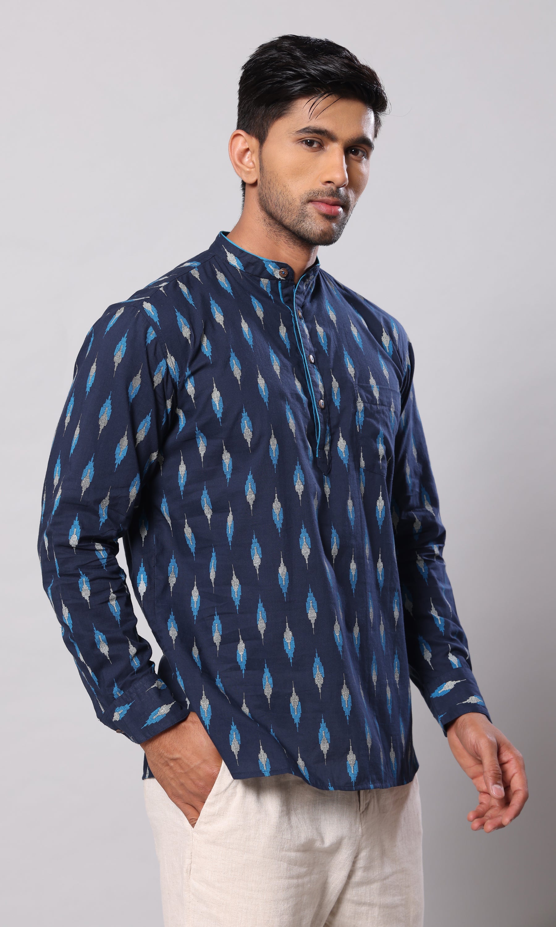 Blue Diamond - Navy Blue Ikkat Print
