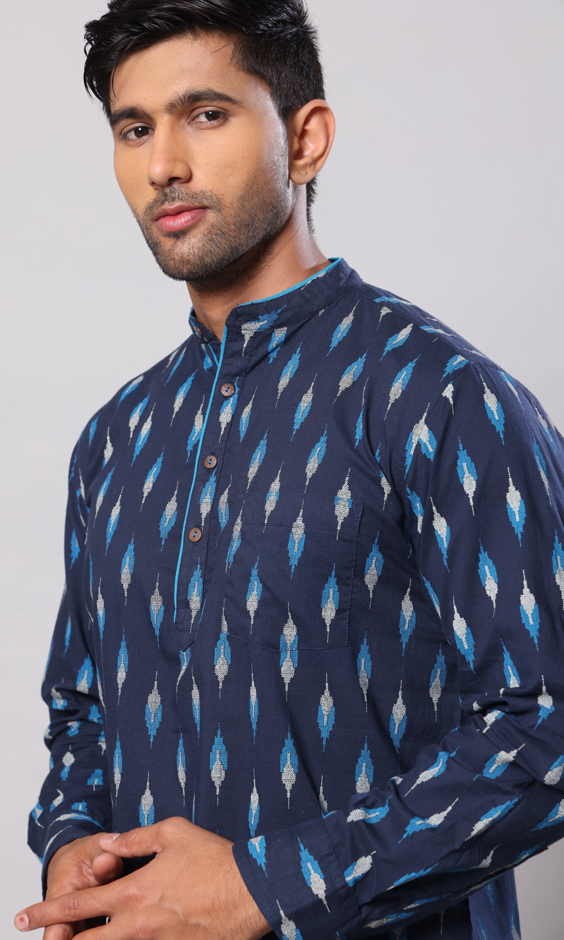 Blue Diamond - Navy Blue Ikkat Print
