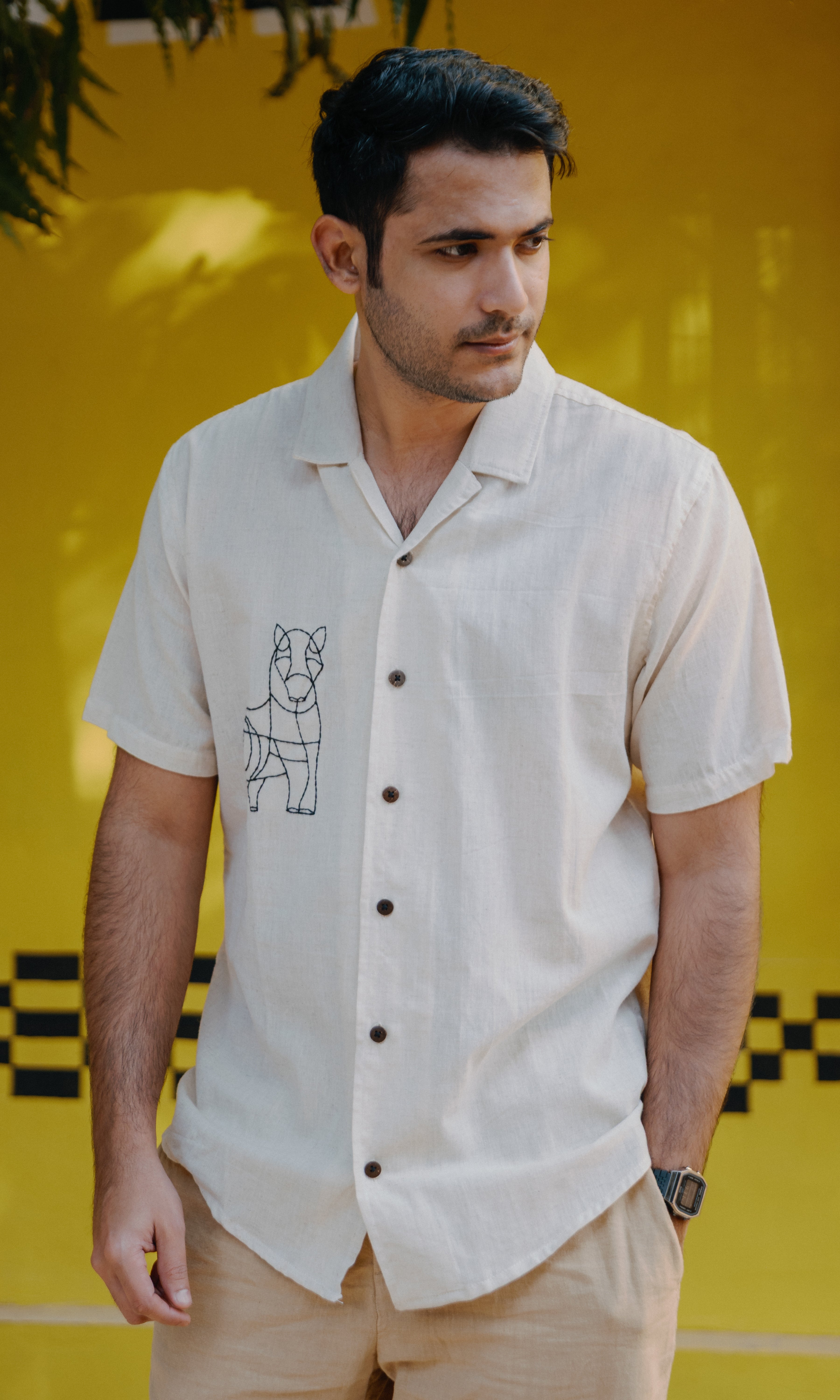 Hand Embroidered Horse White