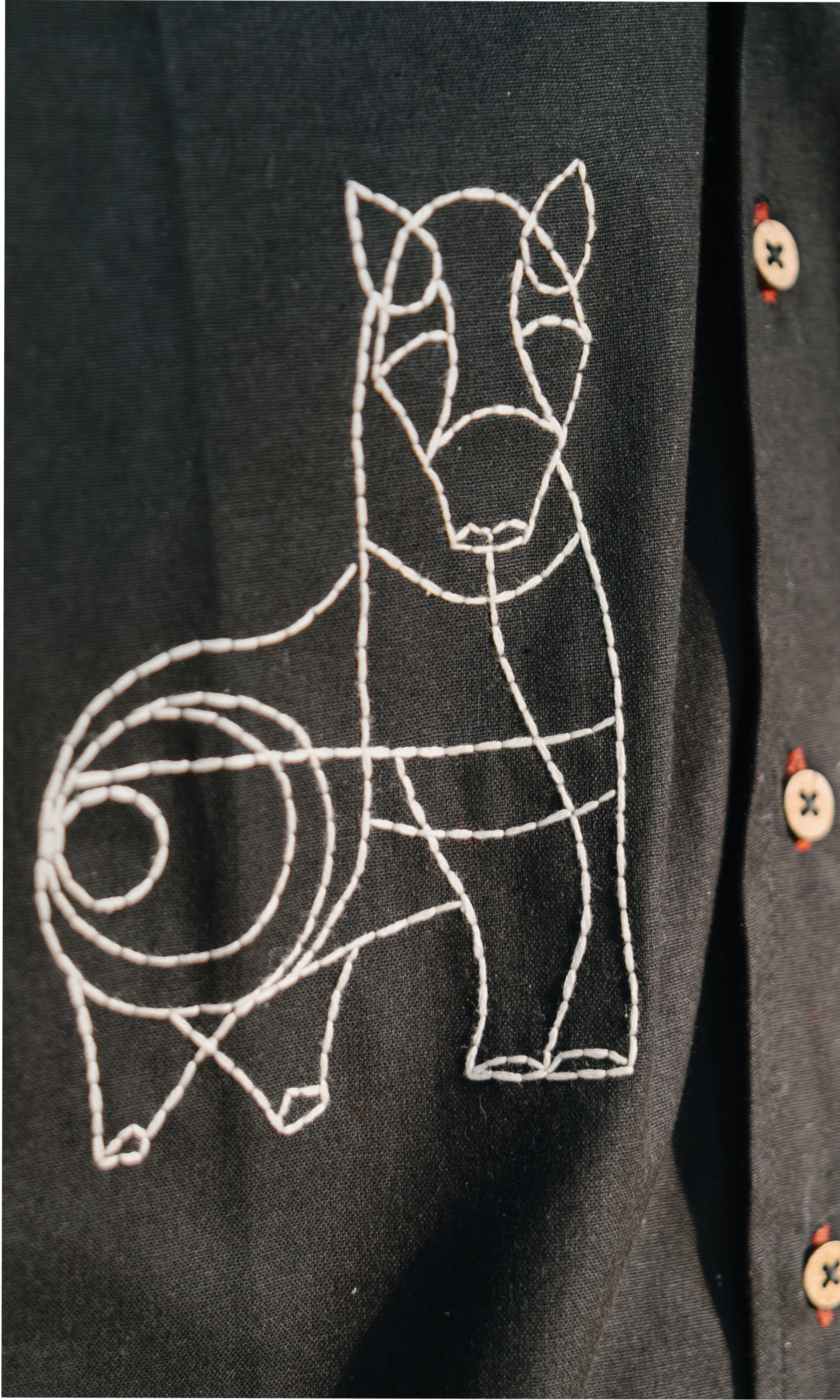 Hand Embroidered Horse Black