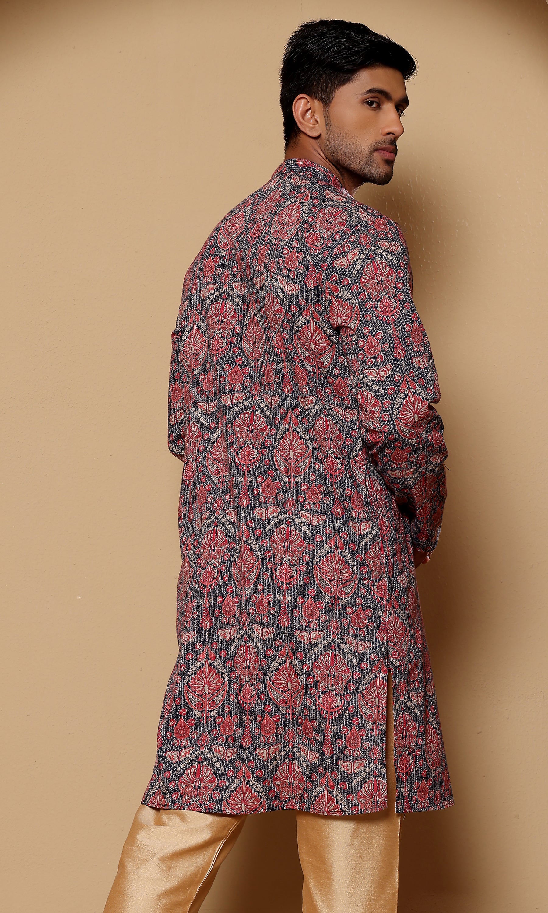Gulab Kantha Stitch - Coral