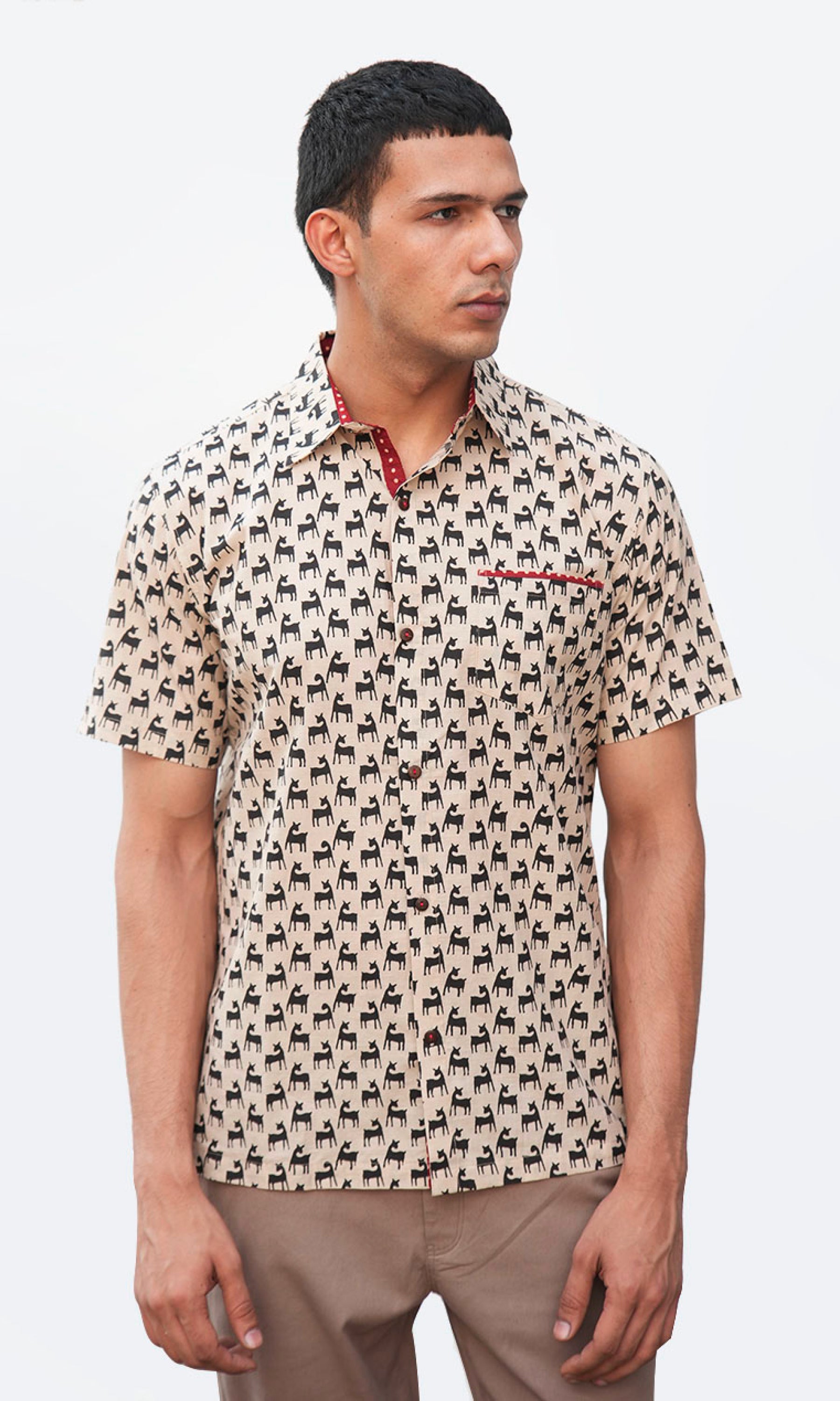 Horse Chestnut - Beige Animal Print