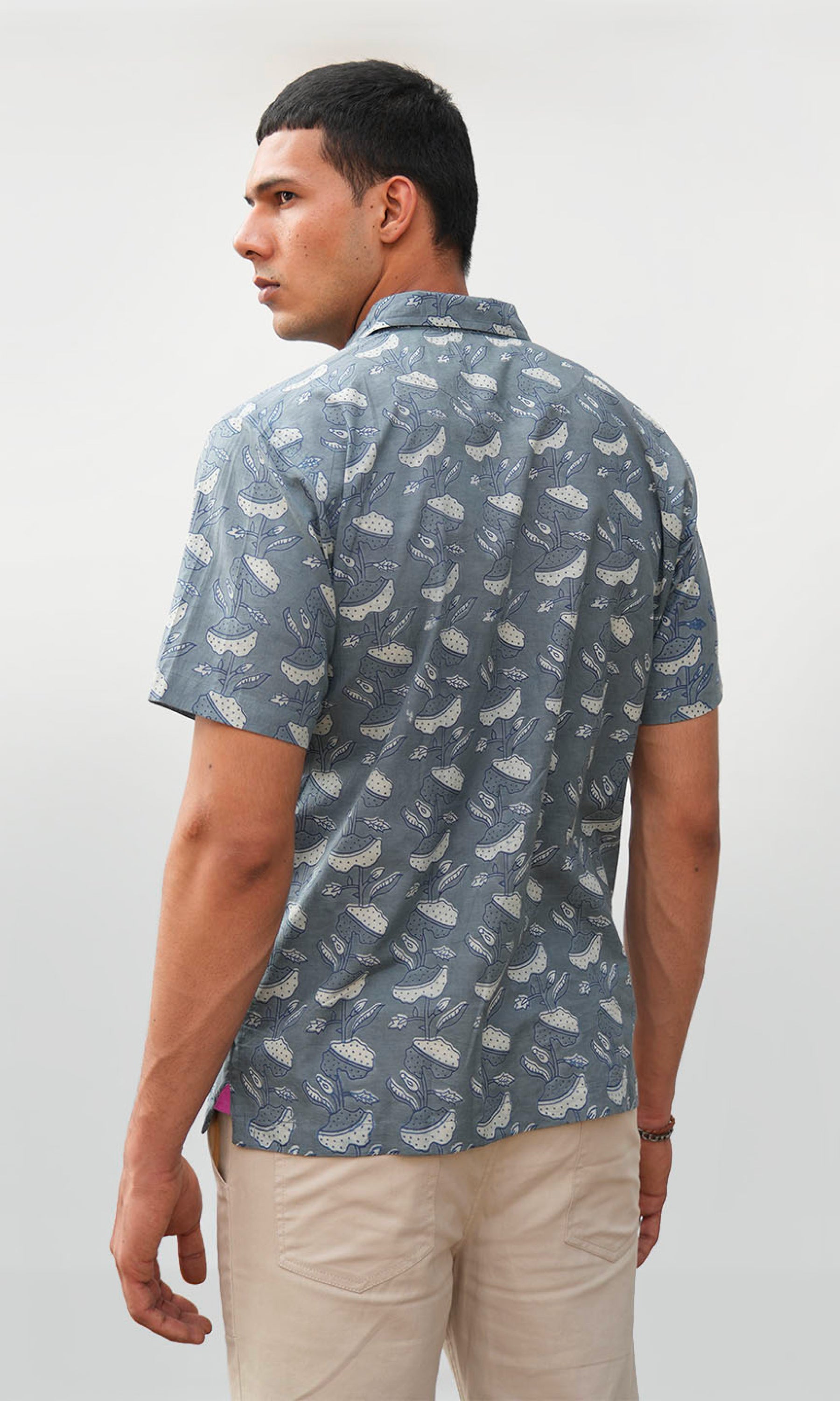 Mushroom Flower- Indigo Block Print