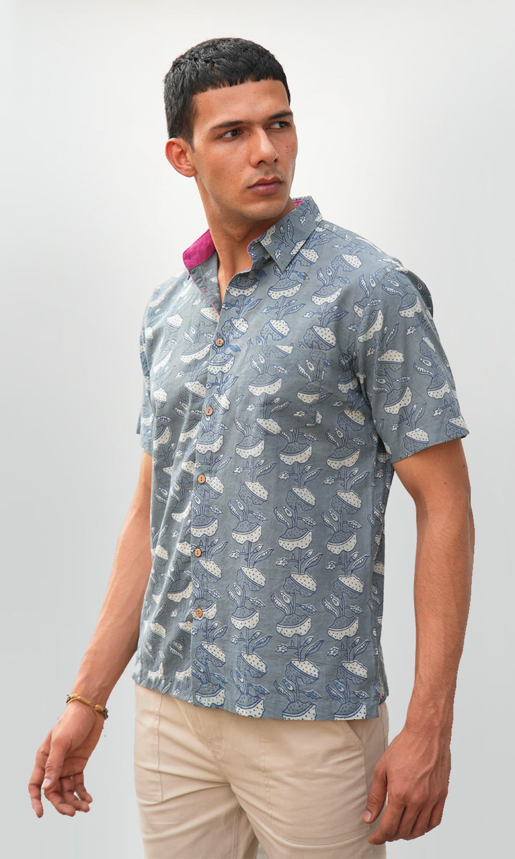 Mushroom Flower- Indigo Block Print