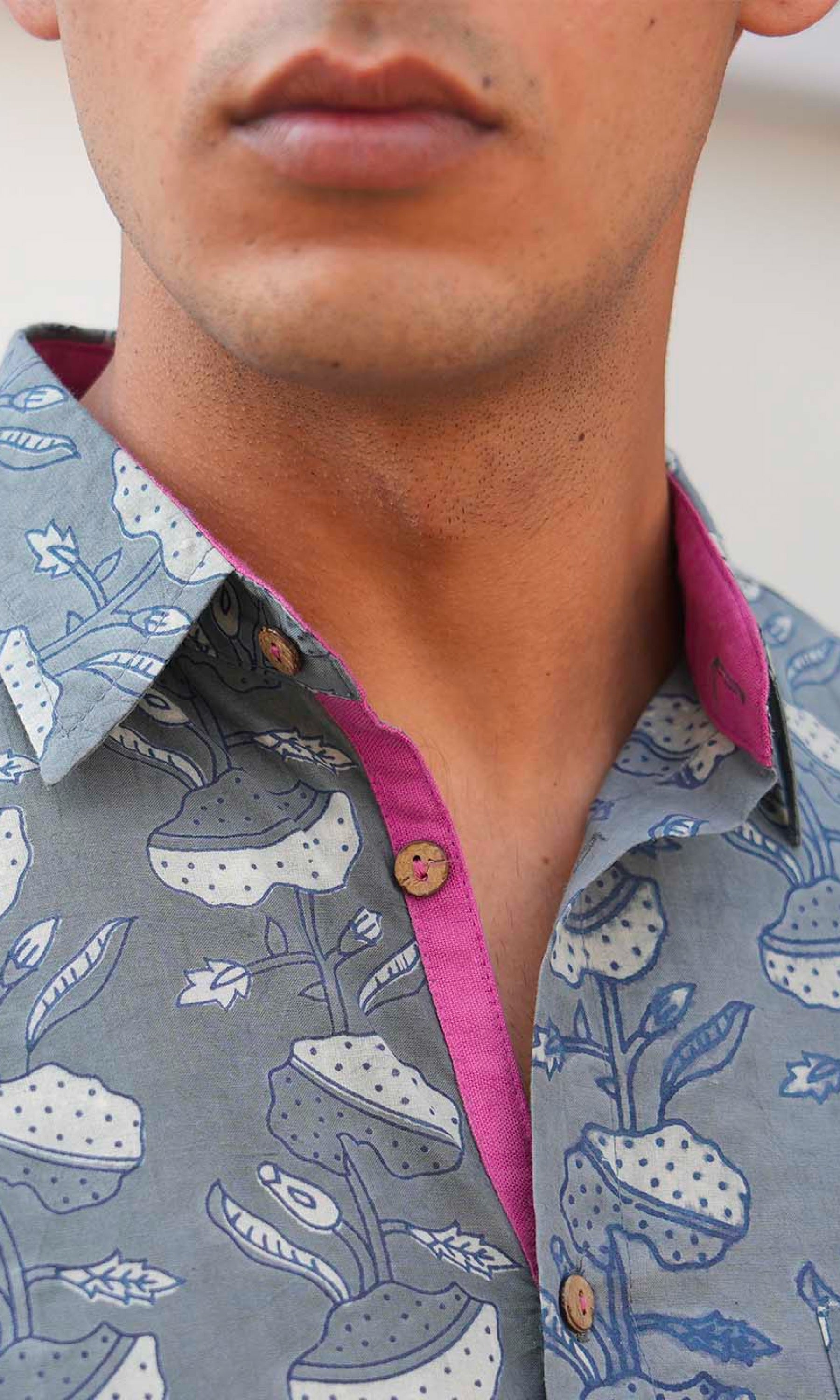 Mushroom Flower- Indigo Block Print