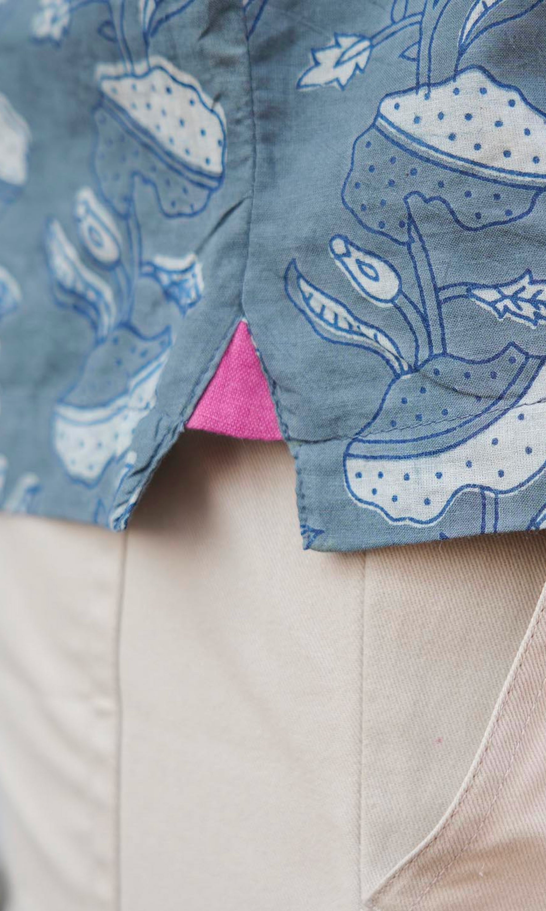 Mushroom Flower- Indigo Block Print