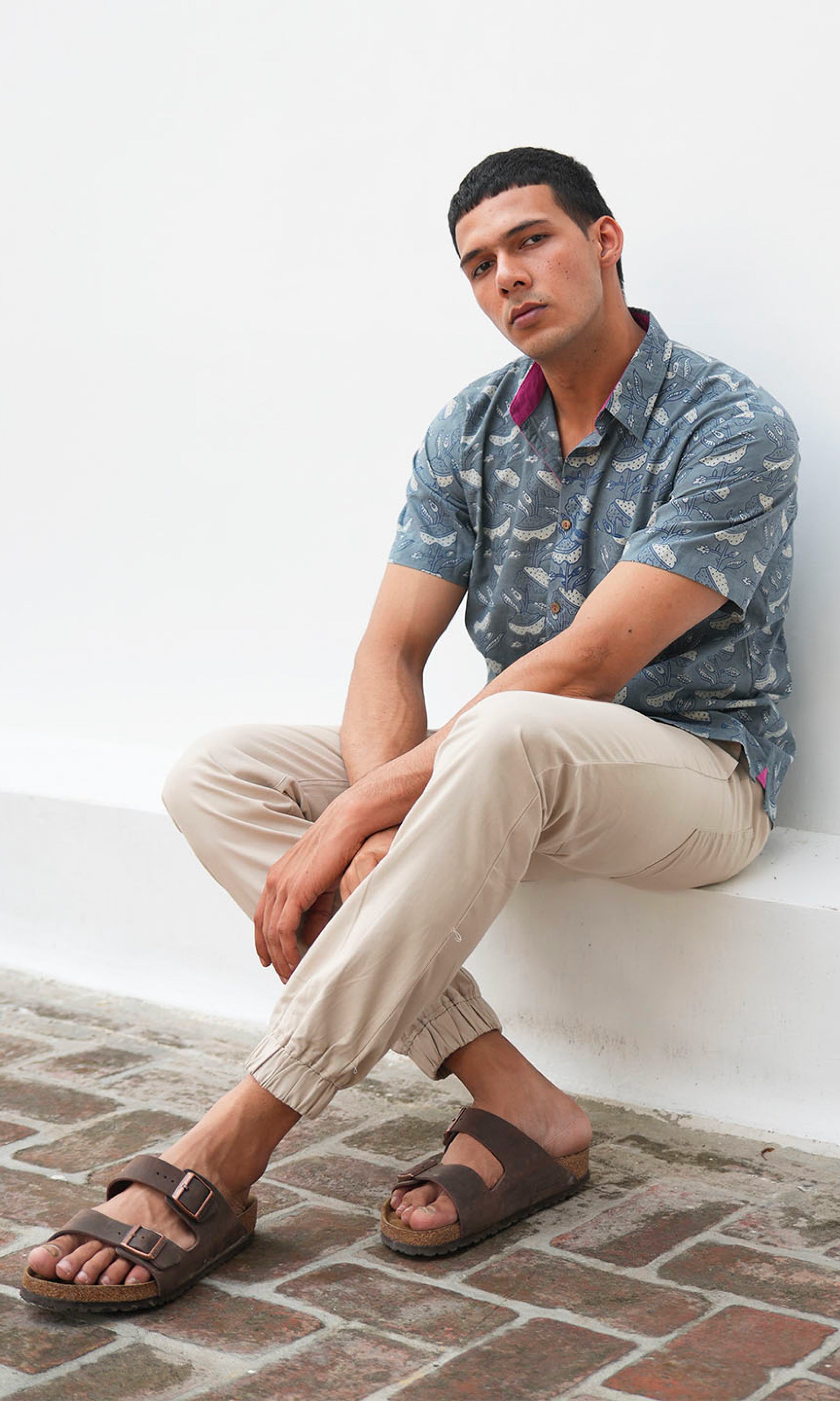 Mushroom Flower- Indigo Block Print