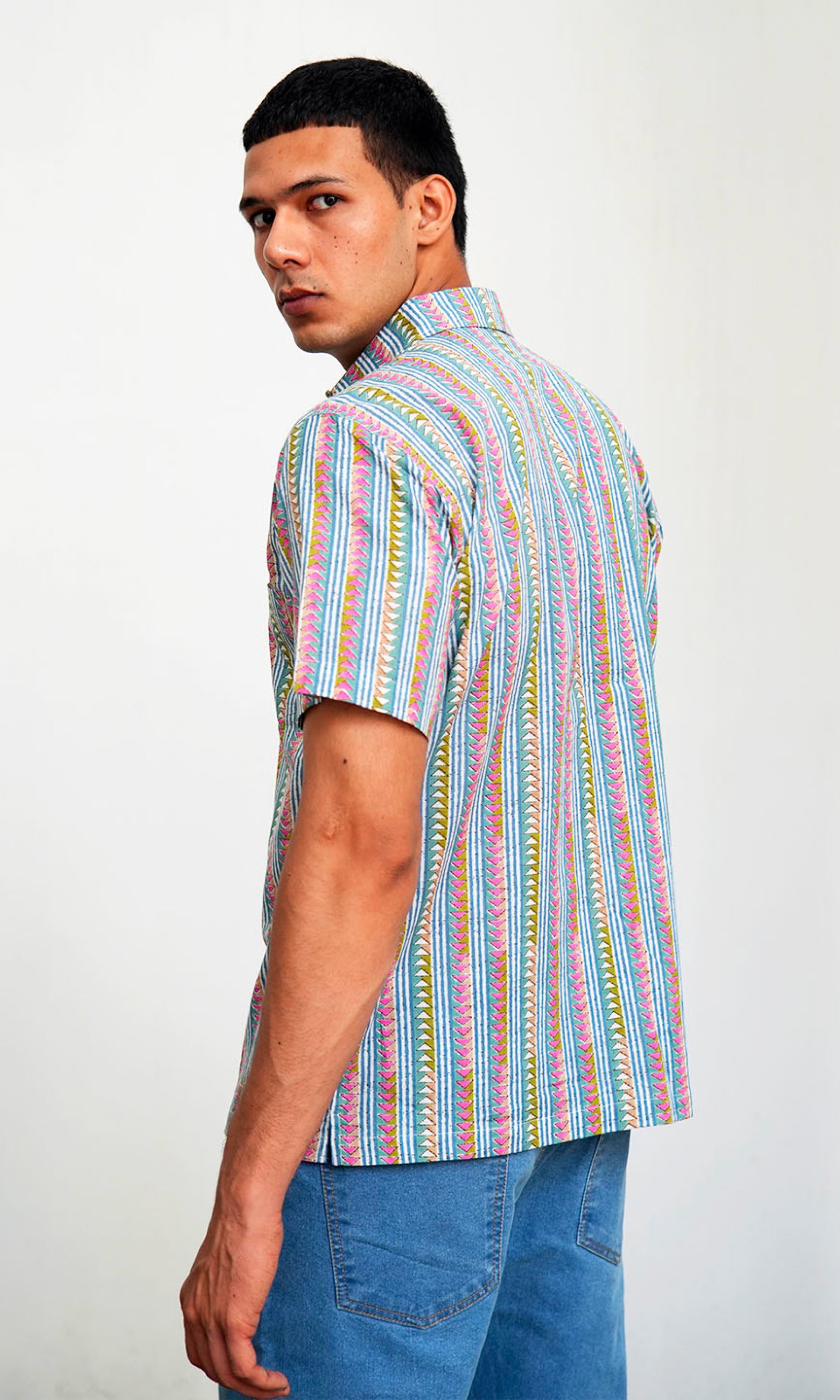 Peppermint Stripe - Blue & Pink Printed