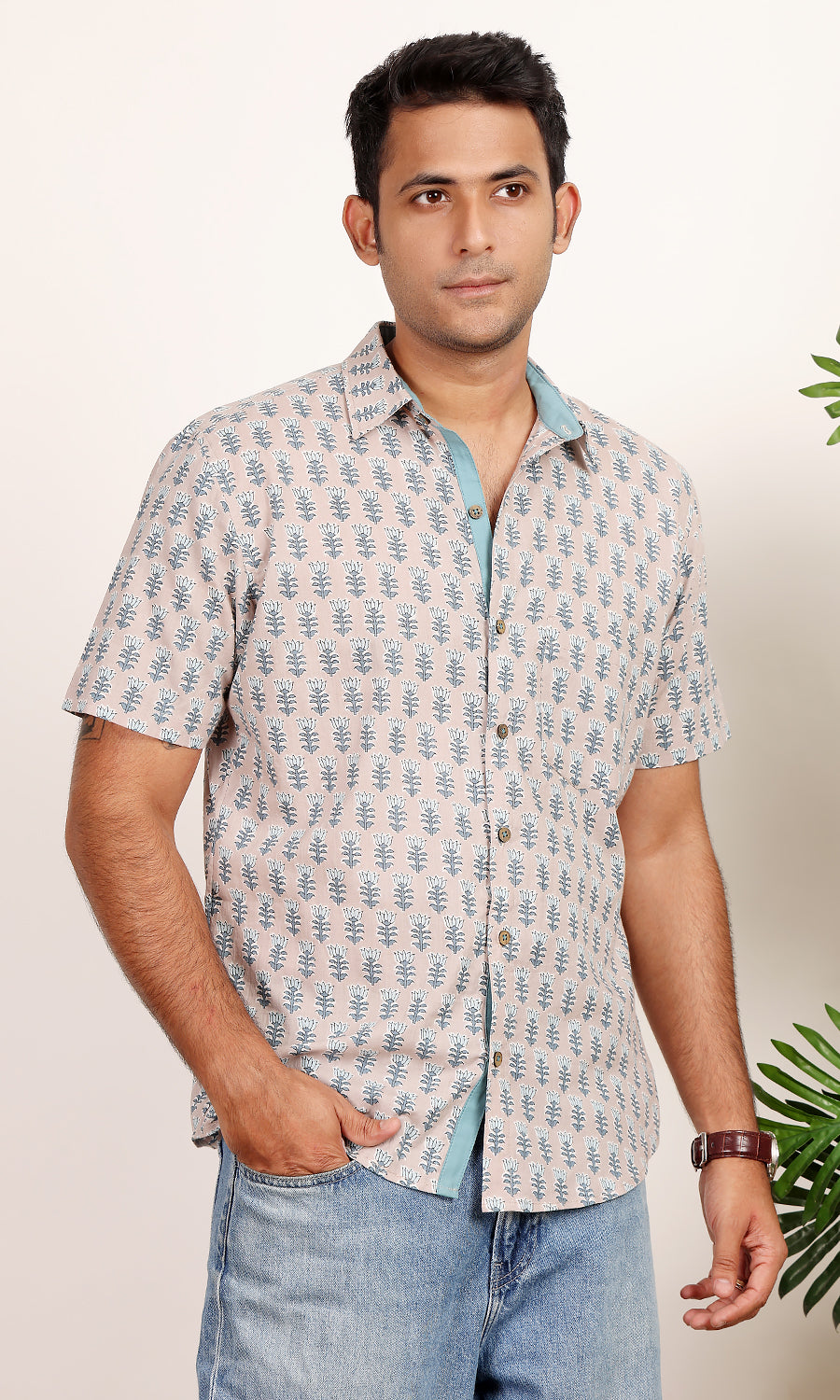 Aqua Lotus ethnic print