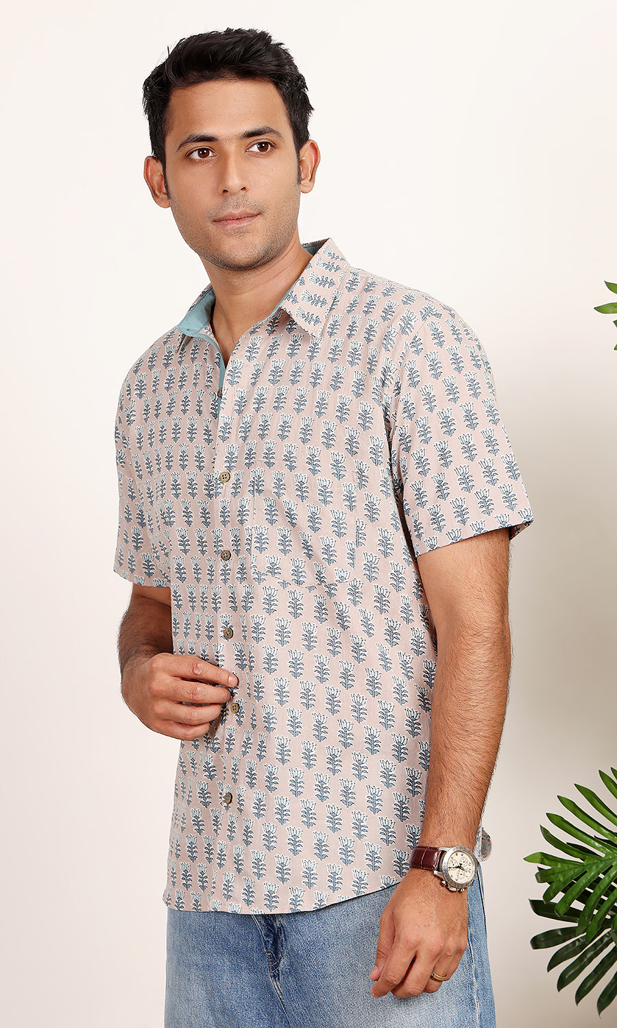 Aqua Lotus ethnic print