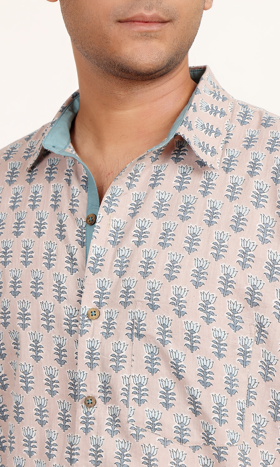 Aqua Lotus ethnic print