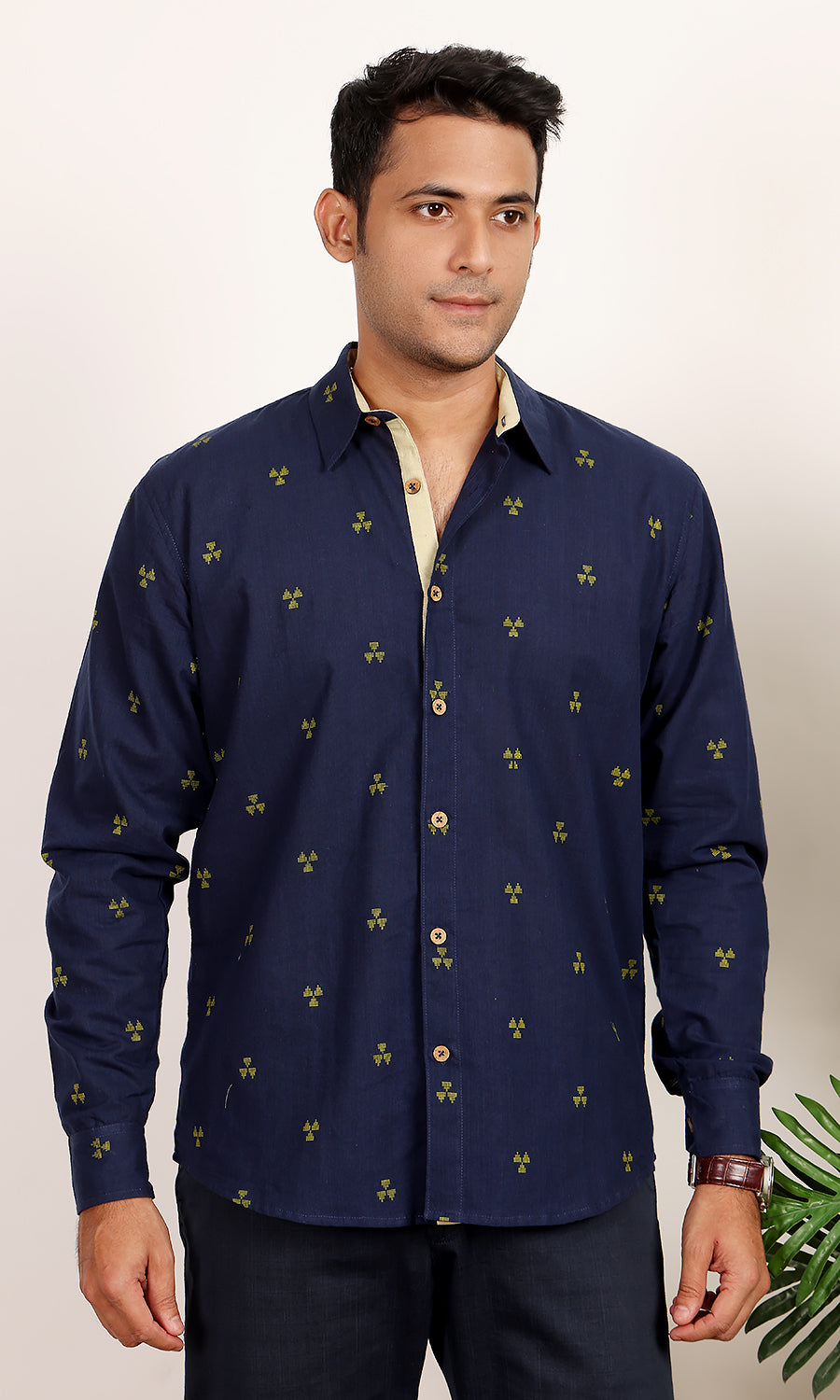 Starry Night Blue Handloom Shirt
