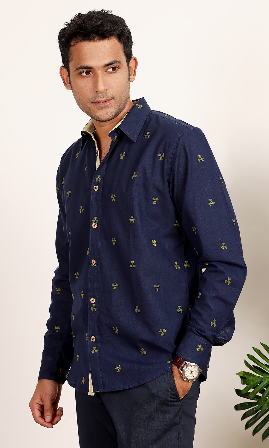Starry Night Blue Handloom Shirt