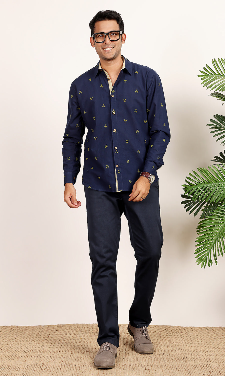 Starry Night Blue Handloom Shirt