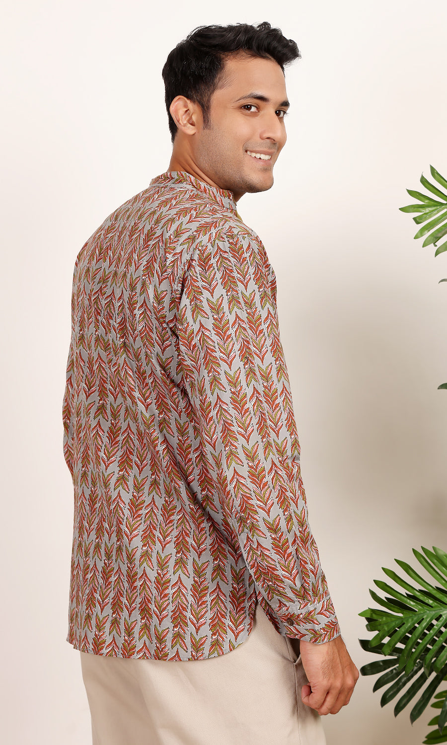 Panaag Printed Grey Kurta Shirt